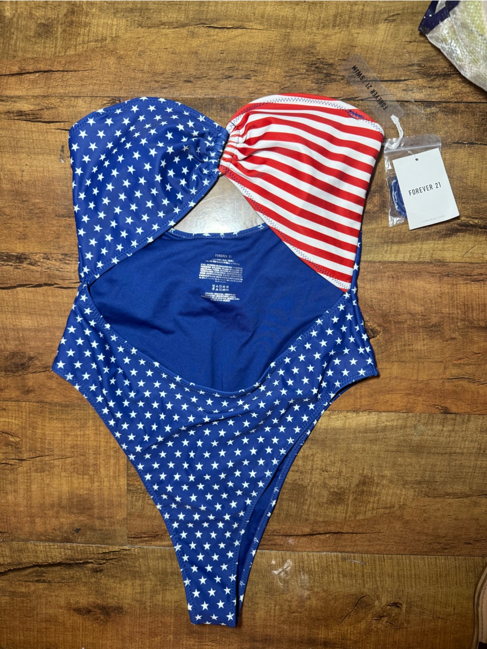 Forever 21 American Flag Strapless Monokini Swimsuit